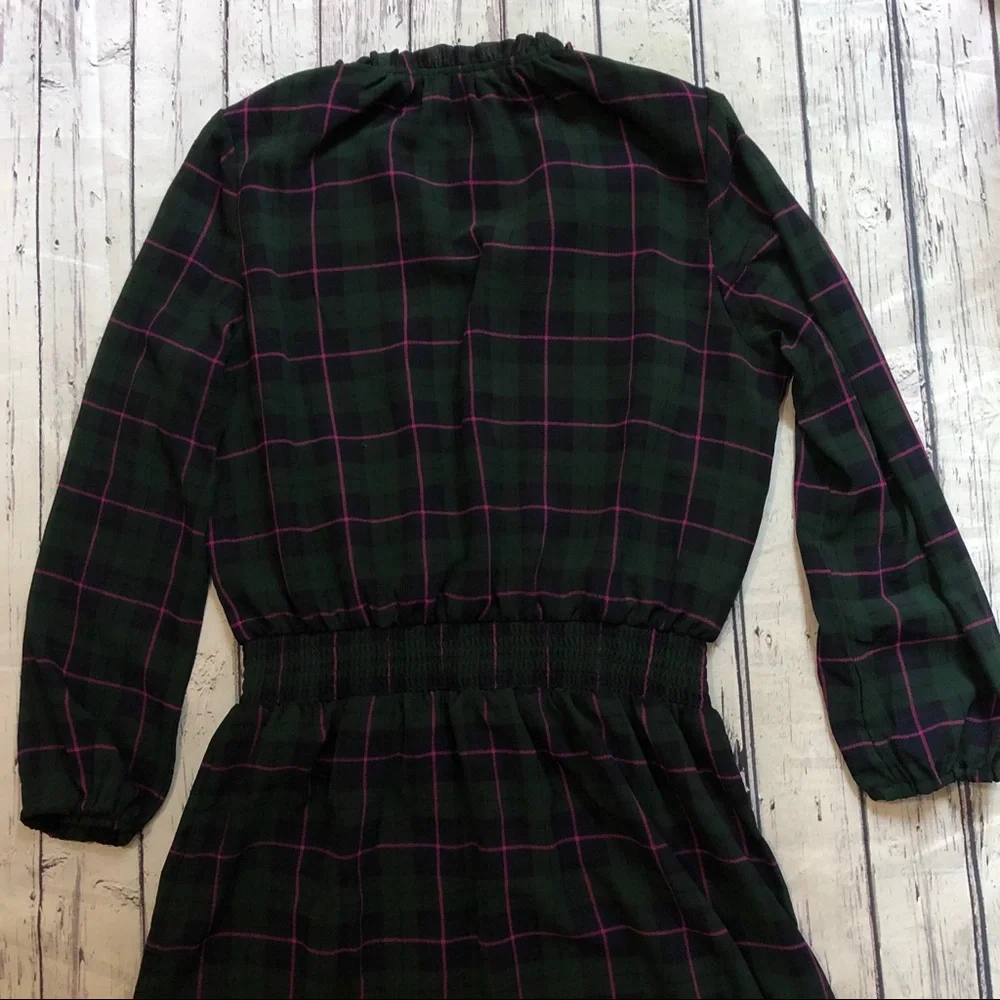 J. Crew blackwatch plaid midi dress